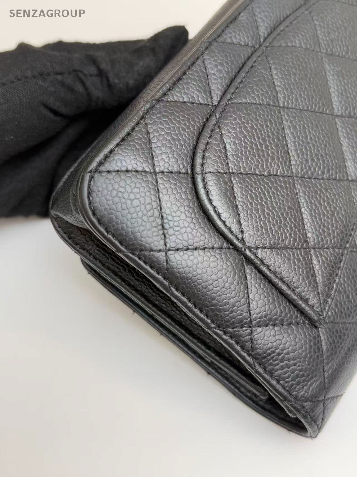 CHANEL Woc Diamond Pattern Calfskin Chain Shoulder bag Black Gold Women Classic