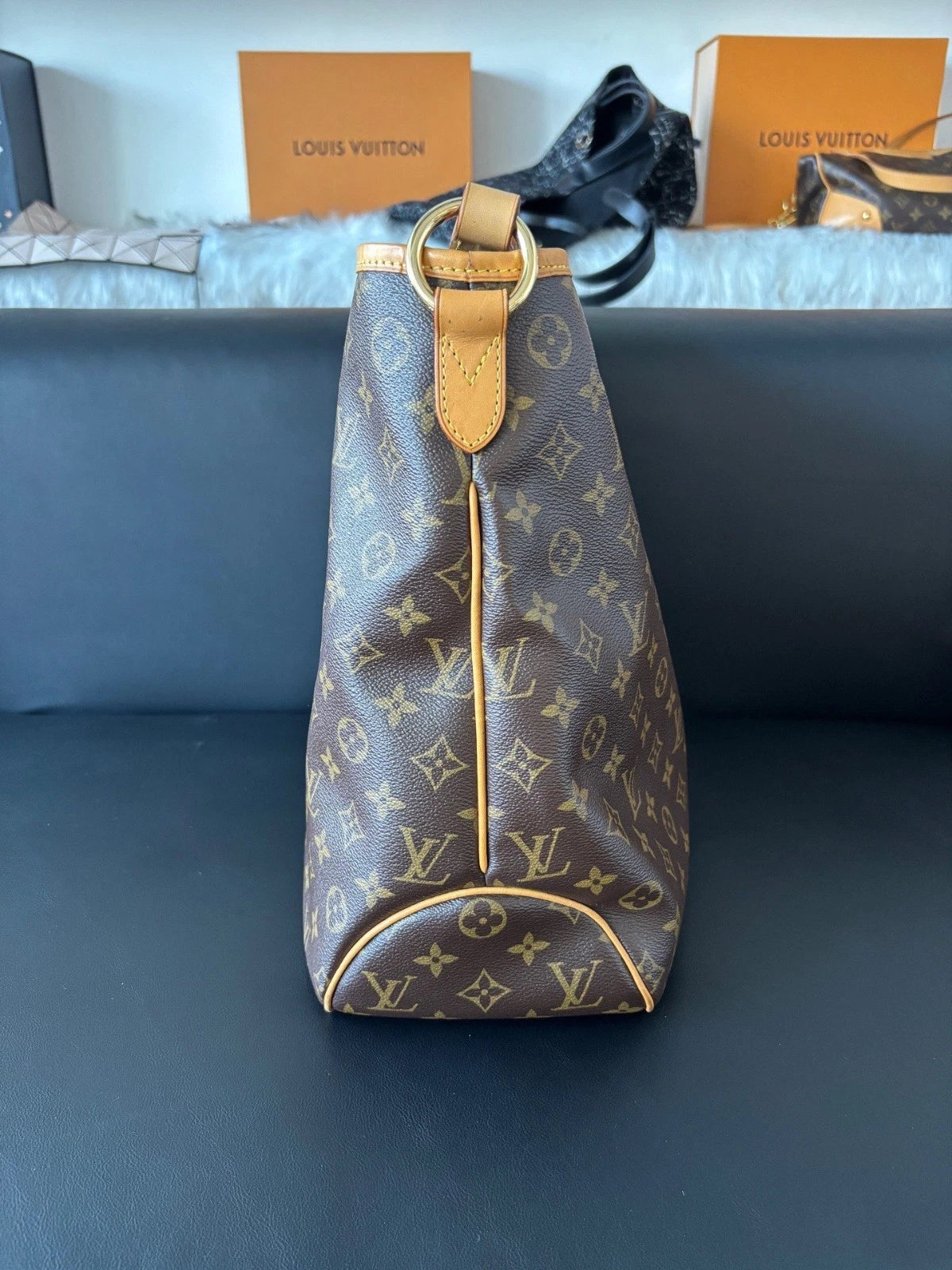 Louis Vuitton Delightful Monogram Tote Shoulder Bag Brown Women Fashion