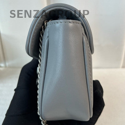 Gucci Mini Marmont Bag in Grey Silver Chain Shoulder Crossbody Classic