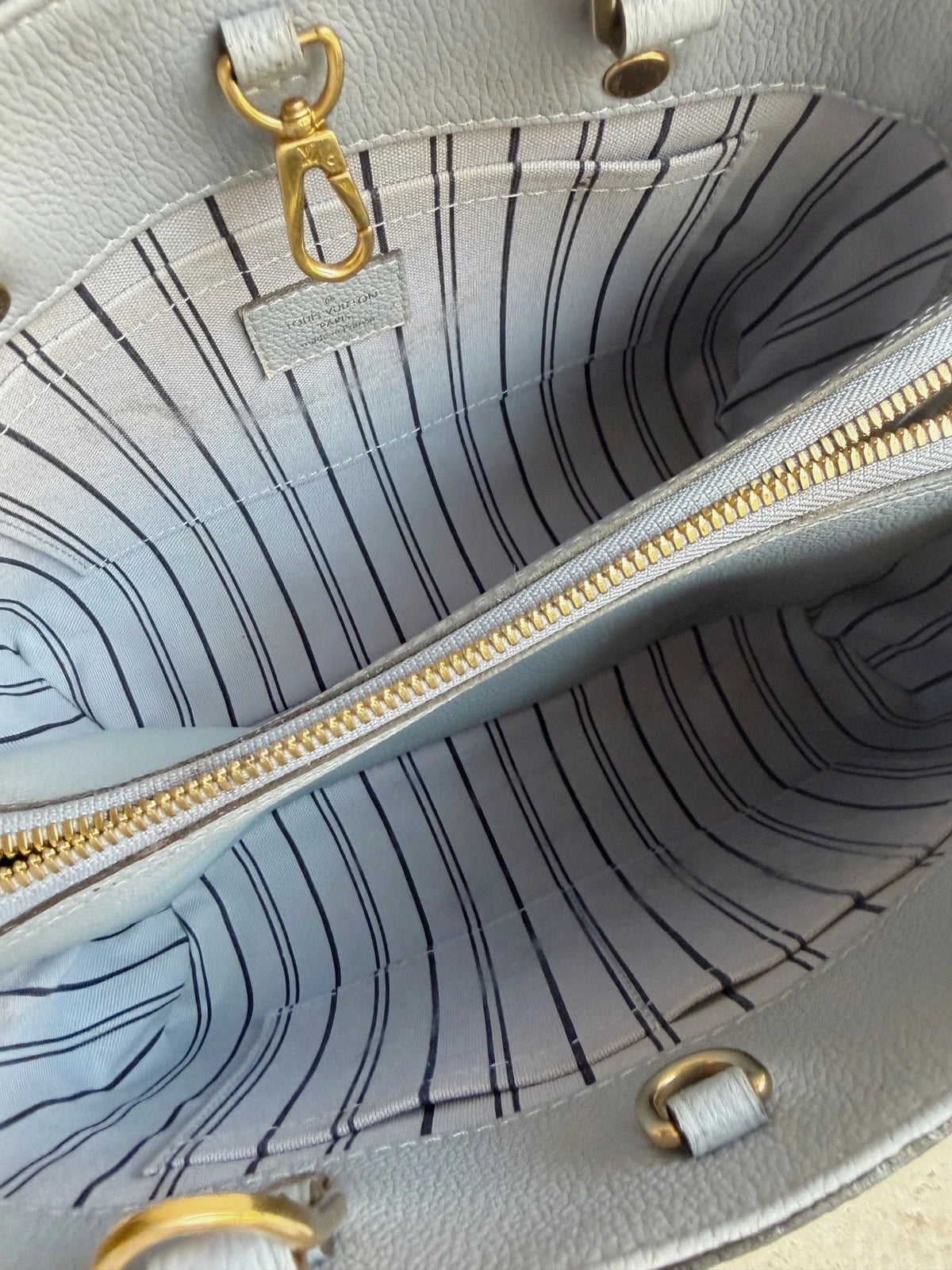 Louis Vuitton Montaigne BB Calfskin Monogram Empreinte Blue Handbag Crossbody
