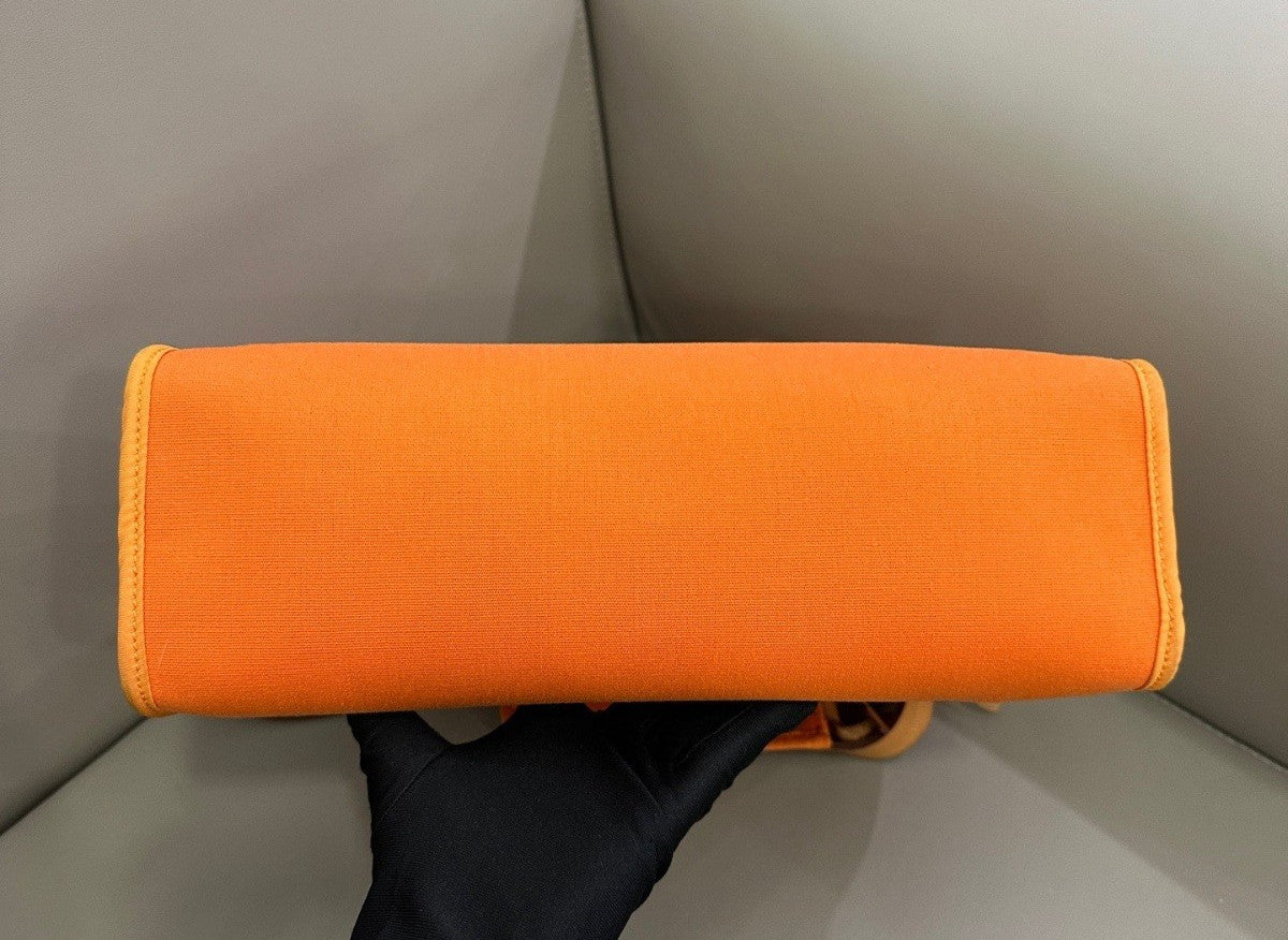 Hermes Herbag31 Top Handle Canvas 2way Shoulder Handbag Orange Silver