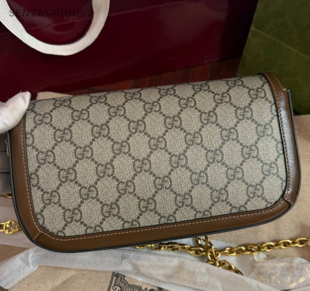 Gucci Horsebit1955 Chain Handbag Shoulder Bag Brown Gold Women Classic