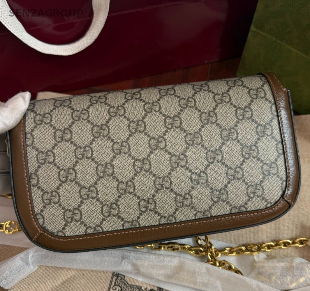 Gucci Horsebit1955 Chain Handbag Shoulder Bag Brown Gold Women Classic