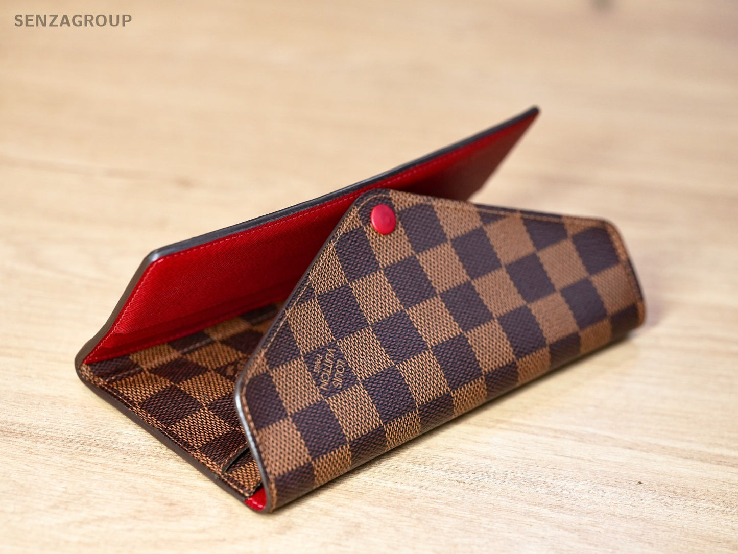 Louis Vuitton Damier Portefeuille Wallet  Brown Red Interior