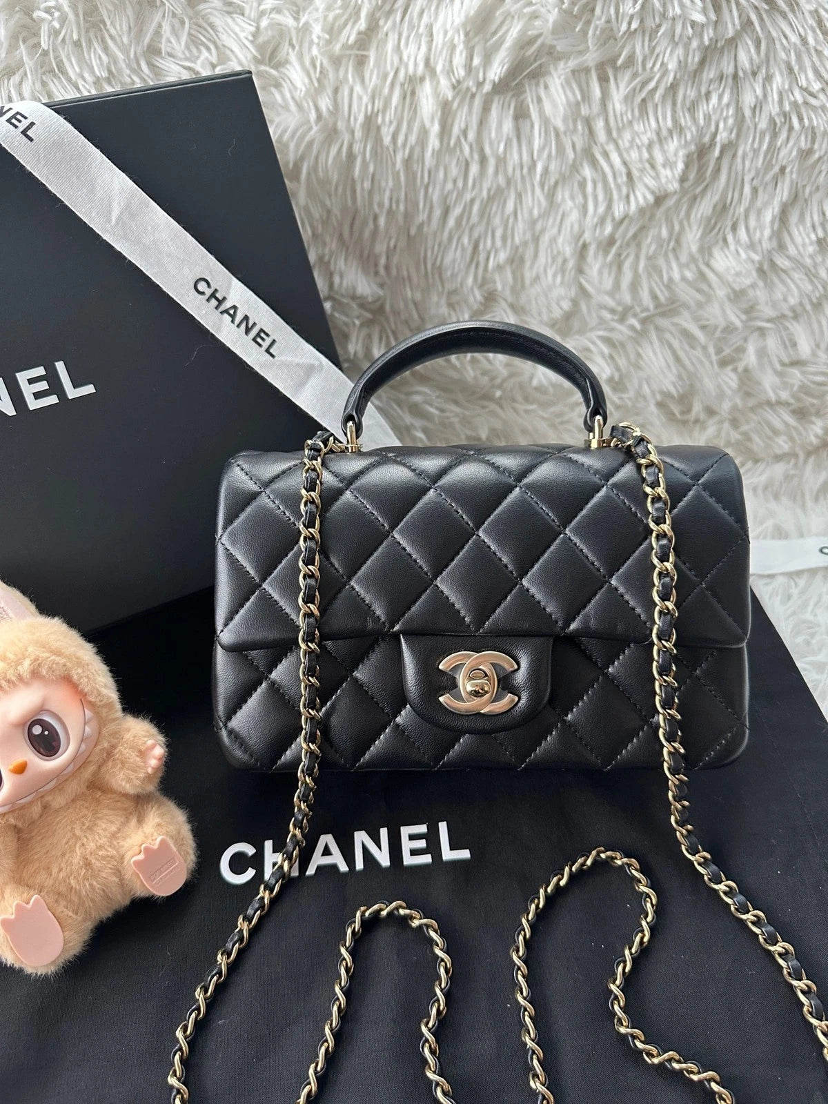 Pre-owned CHANEL CF Mini Handle Lambskin Bag For Women