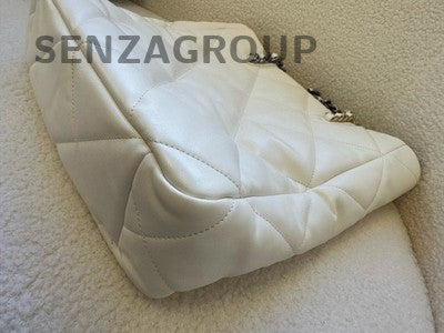 Chanel 19 Bag Tote White Gold Quilted Chain Shoulder Bag Women Classic