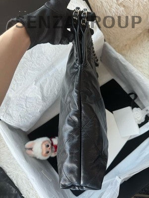 Chanel 22 Bag Black Silver Medium Calfskin Chain Shoulder Crossbody Bag
