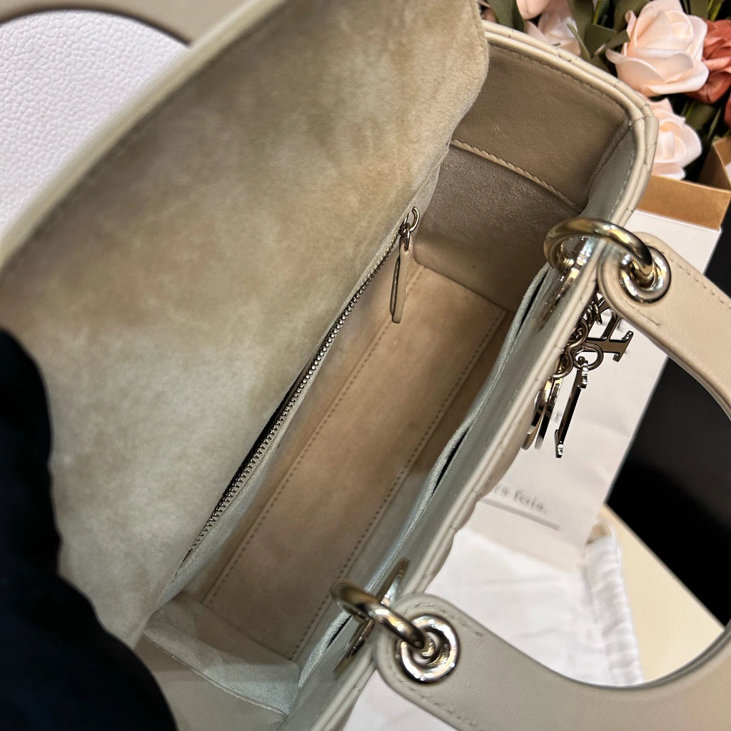 Dior Lady Dior Lambskin Beige Crossbody Handbag Excellent