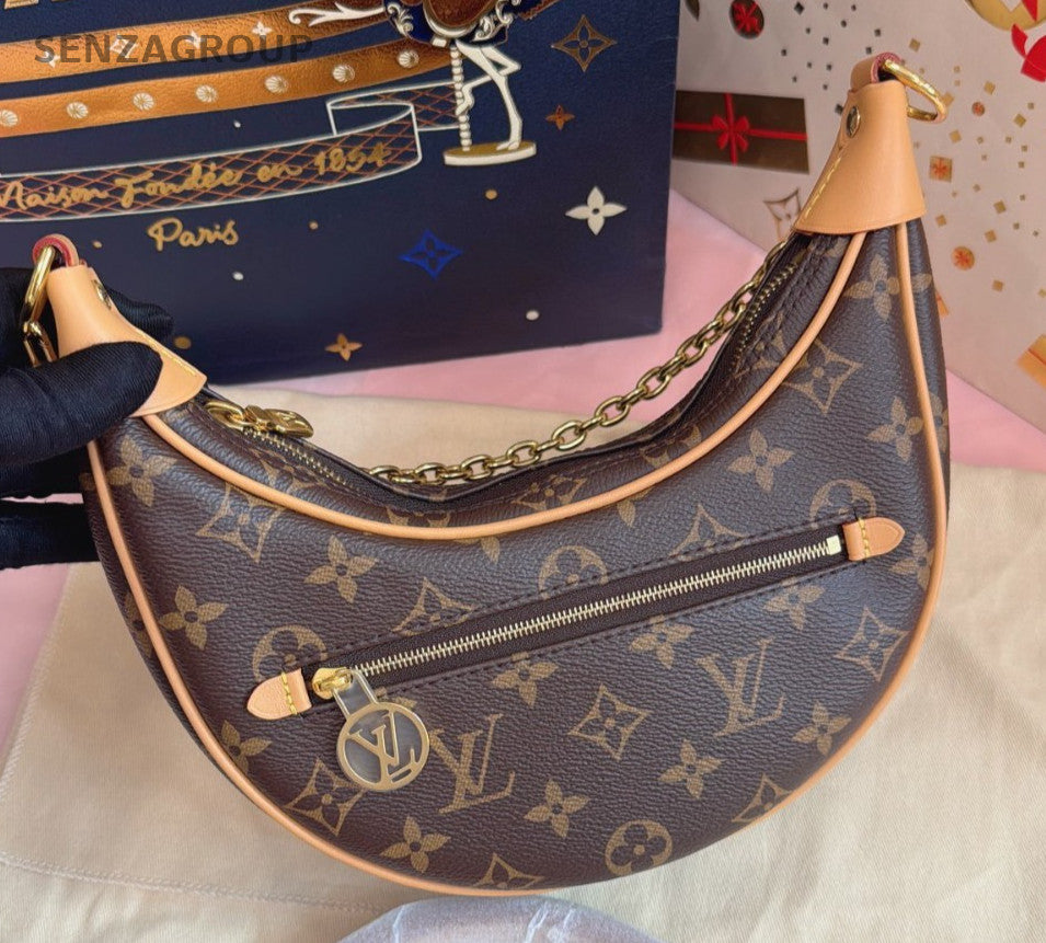 Louis Vuitton Hobo Bag Monogram Chain Shoulder Bag Crossbody Brown Gold Women