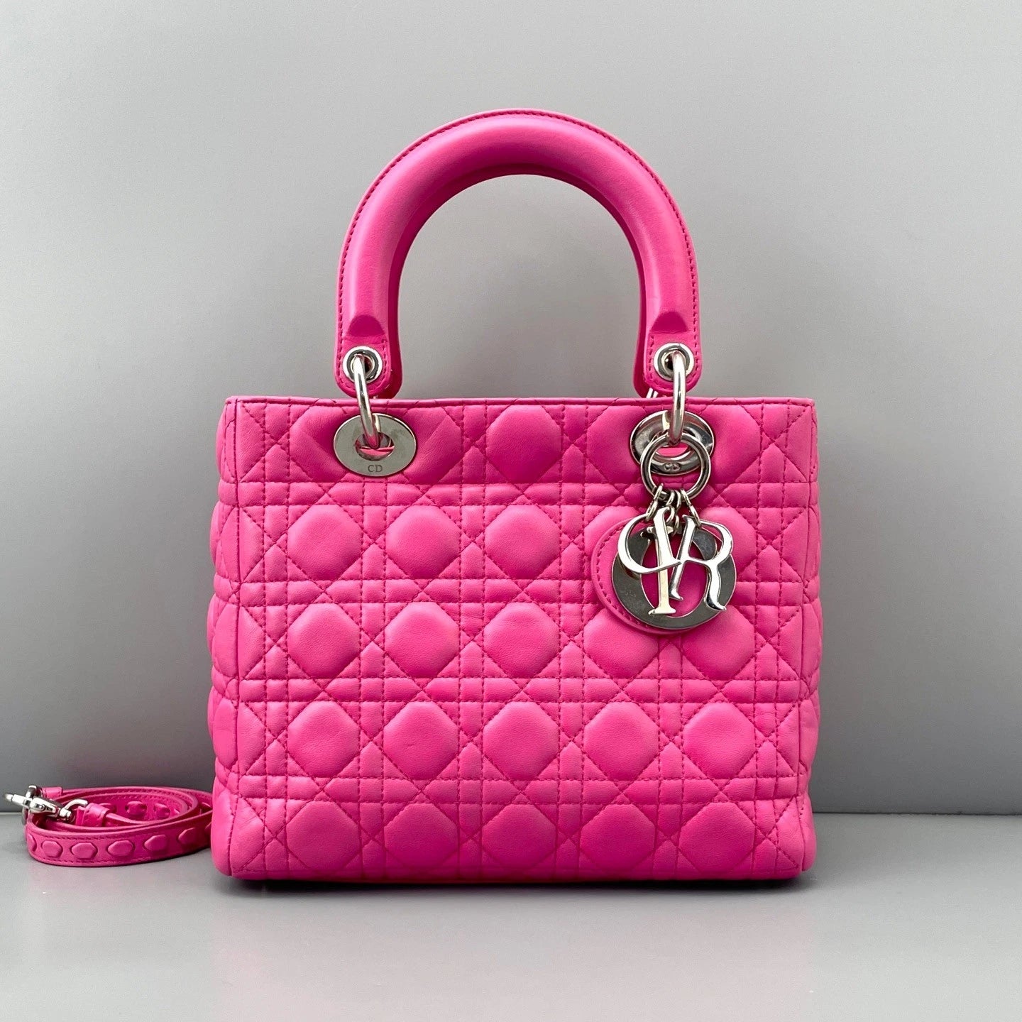Dior Lady Dior Pink Crossbody Top Handle Excellent