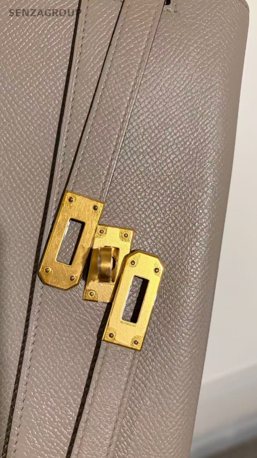 Hermes Kelly Long Wallet Epsom Leather Gray Gold Women