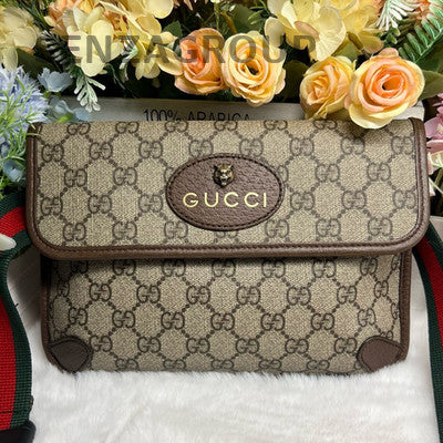 Gucci GG Supreme Belt Bag Brown Gold Buckle Women's Classic