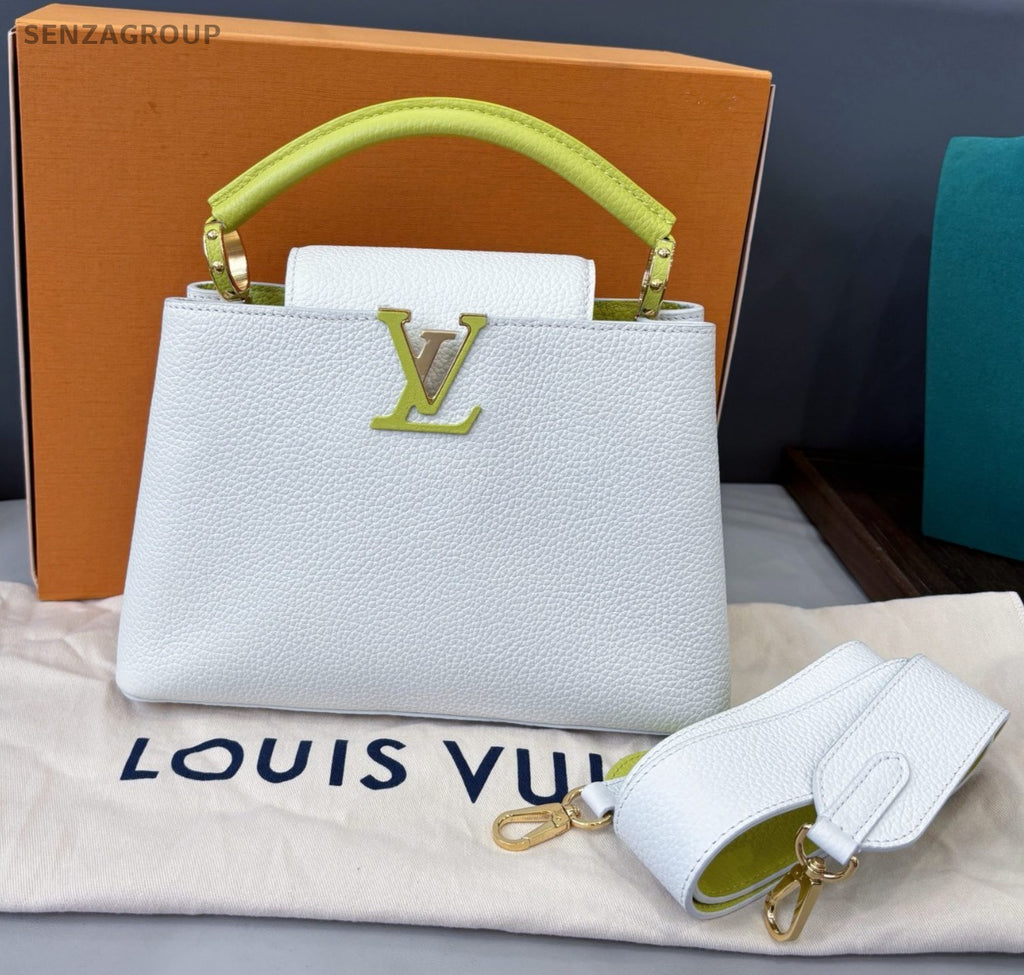 Louis Vuitton Capucines BB Top Handle Bag Crossbody White Gold Women Classic