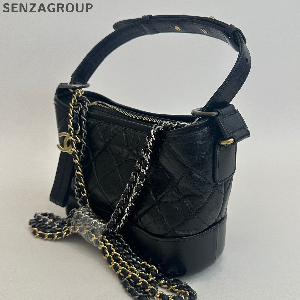 Chanel Small Black Gold Gabrielle Hobo Chain Shoulder Bag Classic Women