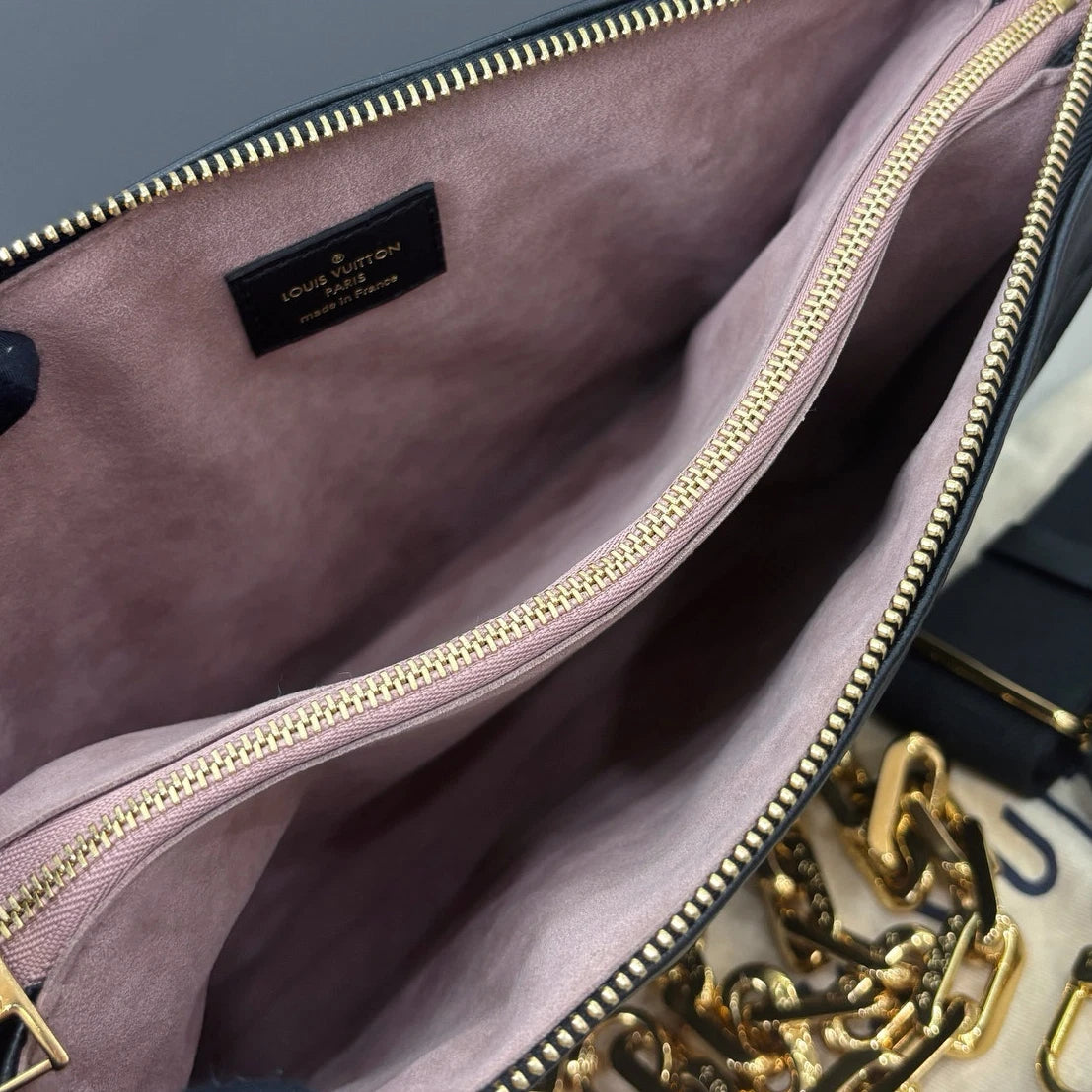 Louis Vuitton Coussin PM Chain Shoulder Crossbody Black Gold Women Classic