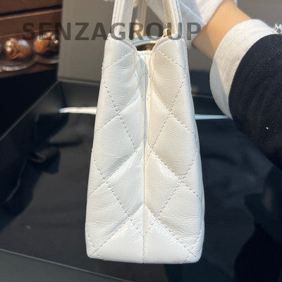 Chanel White Gold Kelly Handbag Crossbody Bag Calfskin Leather