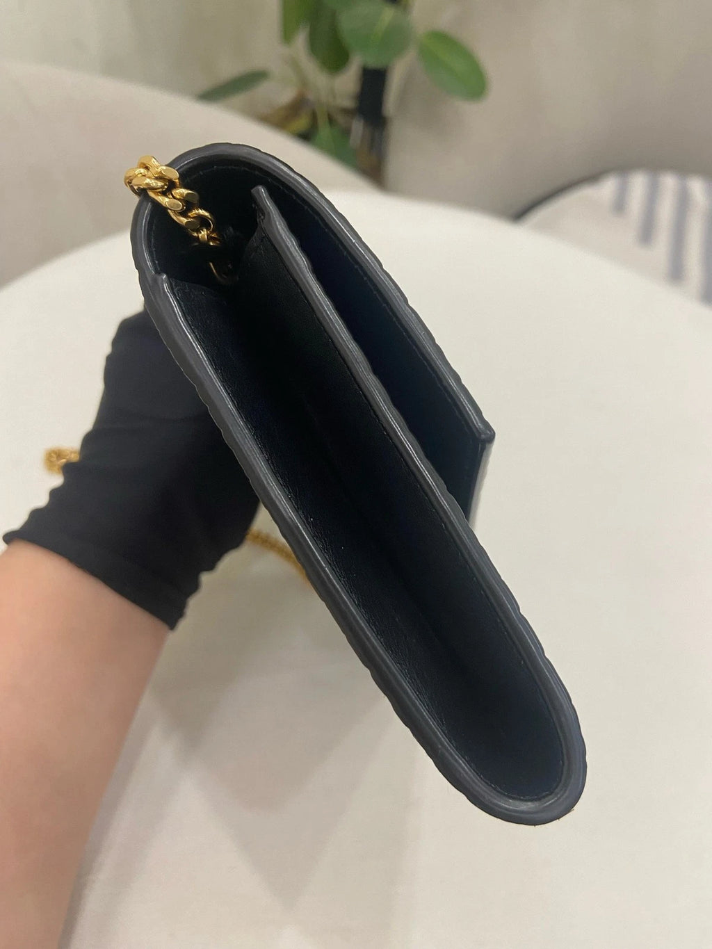 Saint Laurent Envelope WOC Chain Shoulder Crossbody Black Gold Women Classic