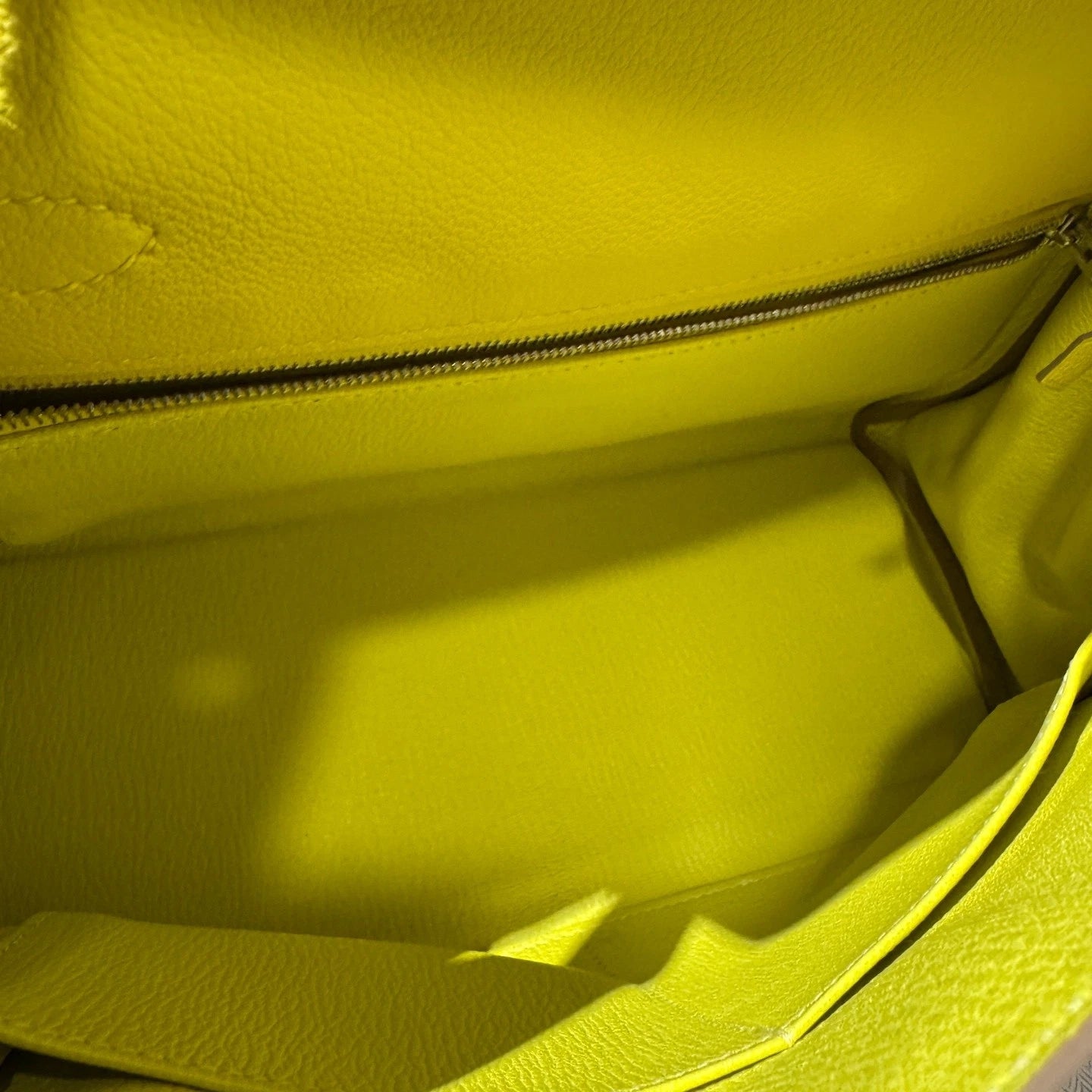 Hermes Kelly28 Evercolor Leather Yellow Top Handle Bag For Women