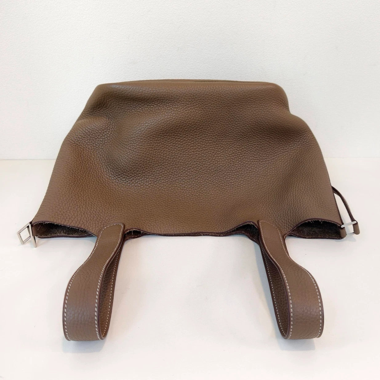 Hermes Picotin22 Top Handle Bag Brown Silver Used Women Classic Fashion
