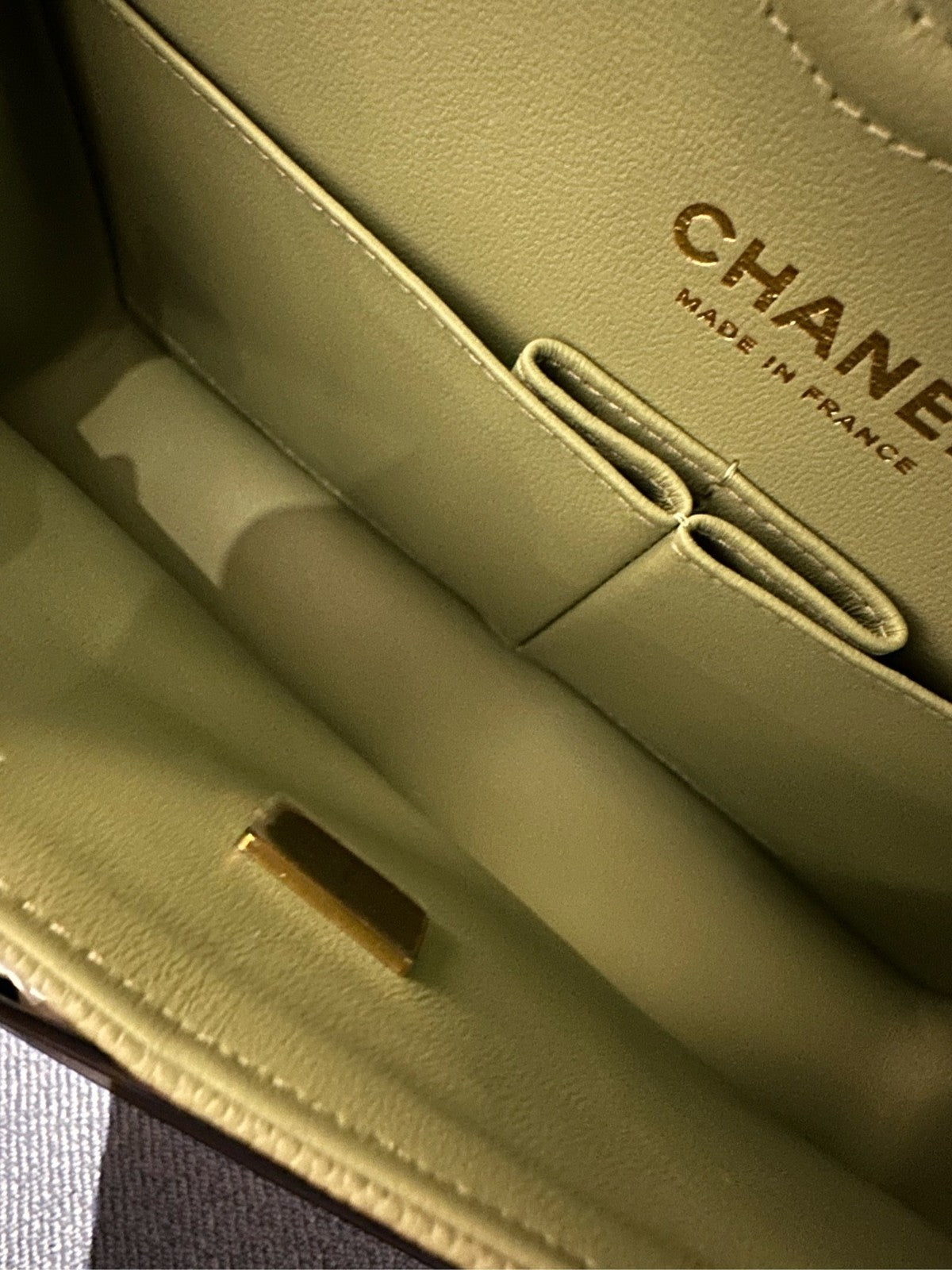 Chanel Classic Flap Small Green Quilted Gold Chain Shoulder Bag