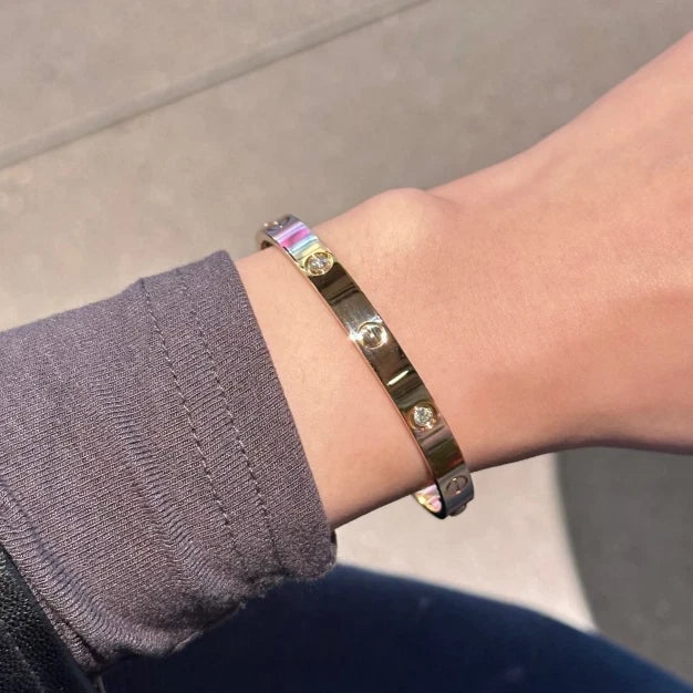 Cartier Love Classic Bracelet 4Diamonds Rose Gold 18k AU750 Double Screw Size16