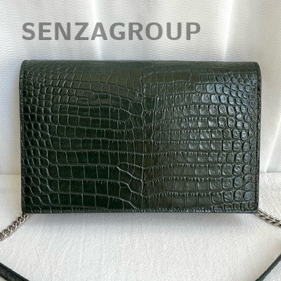 Saint Laurent Green Small WOC Fringe Leather Chain Crossbody Bag