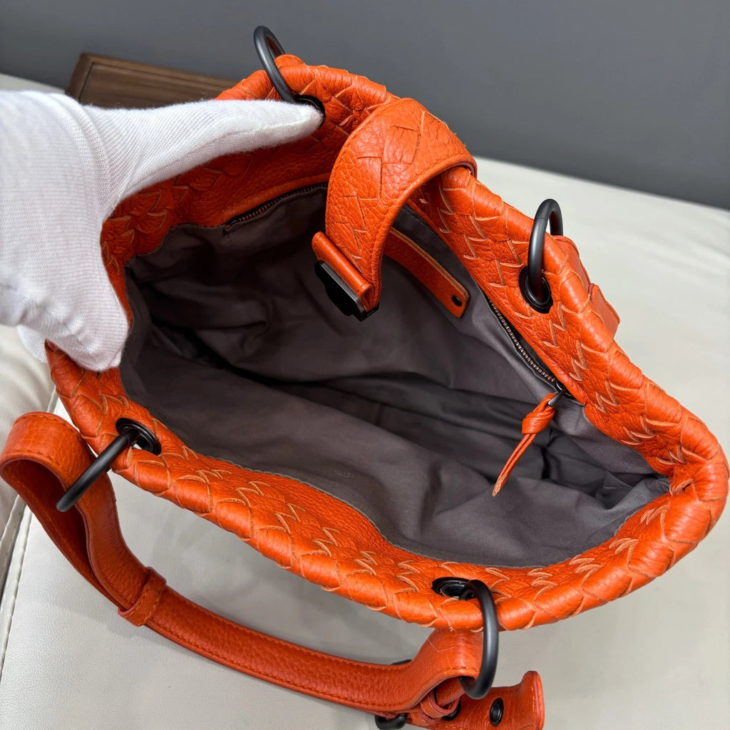 Bottega Veneta Roma Tote Mini Handbag Shoulder Bag Orange Women Classic