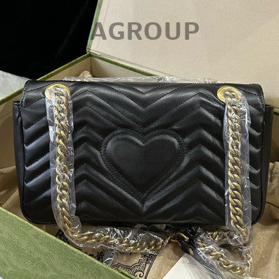 Gucci Marmont 26 Medium Black Gold Chain Shoulder Crossbody Bag