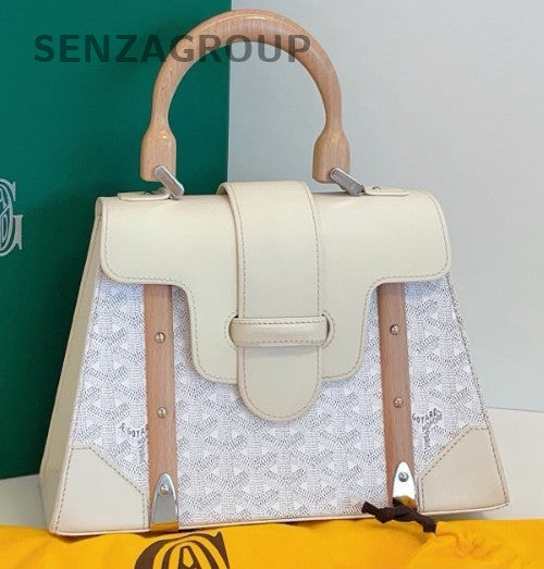 Goyard Saigon PM Top Handle Bag Crossbody White Used Women Classic