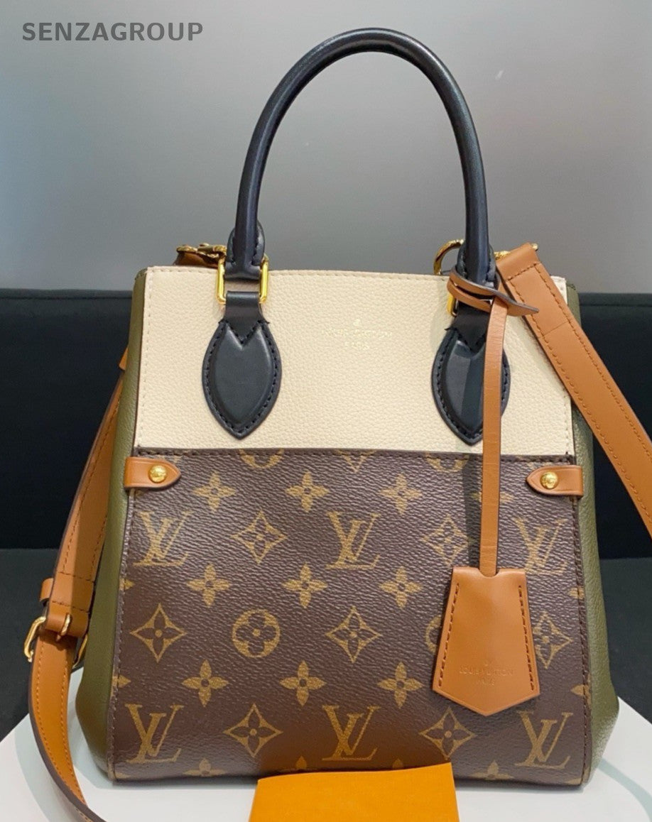 Louis Vuitton Fold Tote Monogram PM Top Handle Bag Crossbody Brown Women Classic