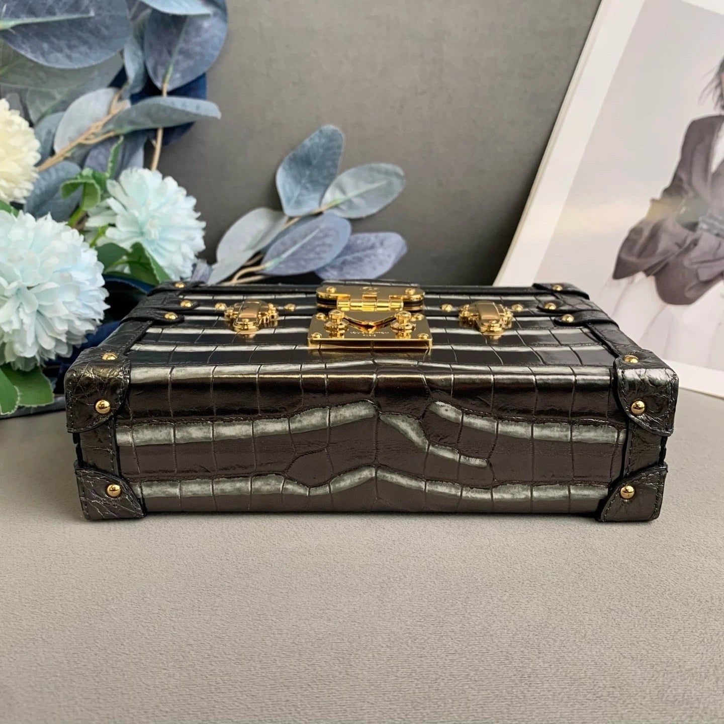 Louis Vuitton Limited Gradient Silver Petite Malle Box Bag Women