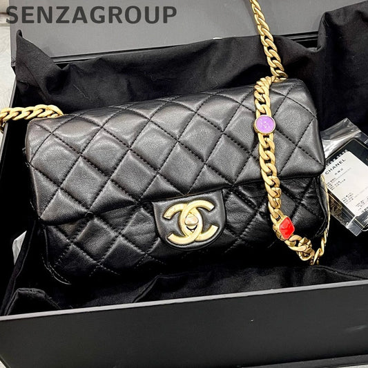 Chanel Black Gold CF Chain Quilted Shoulder Crossbody Bag - Women's Fashion