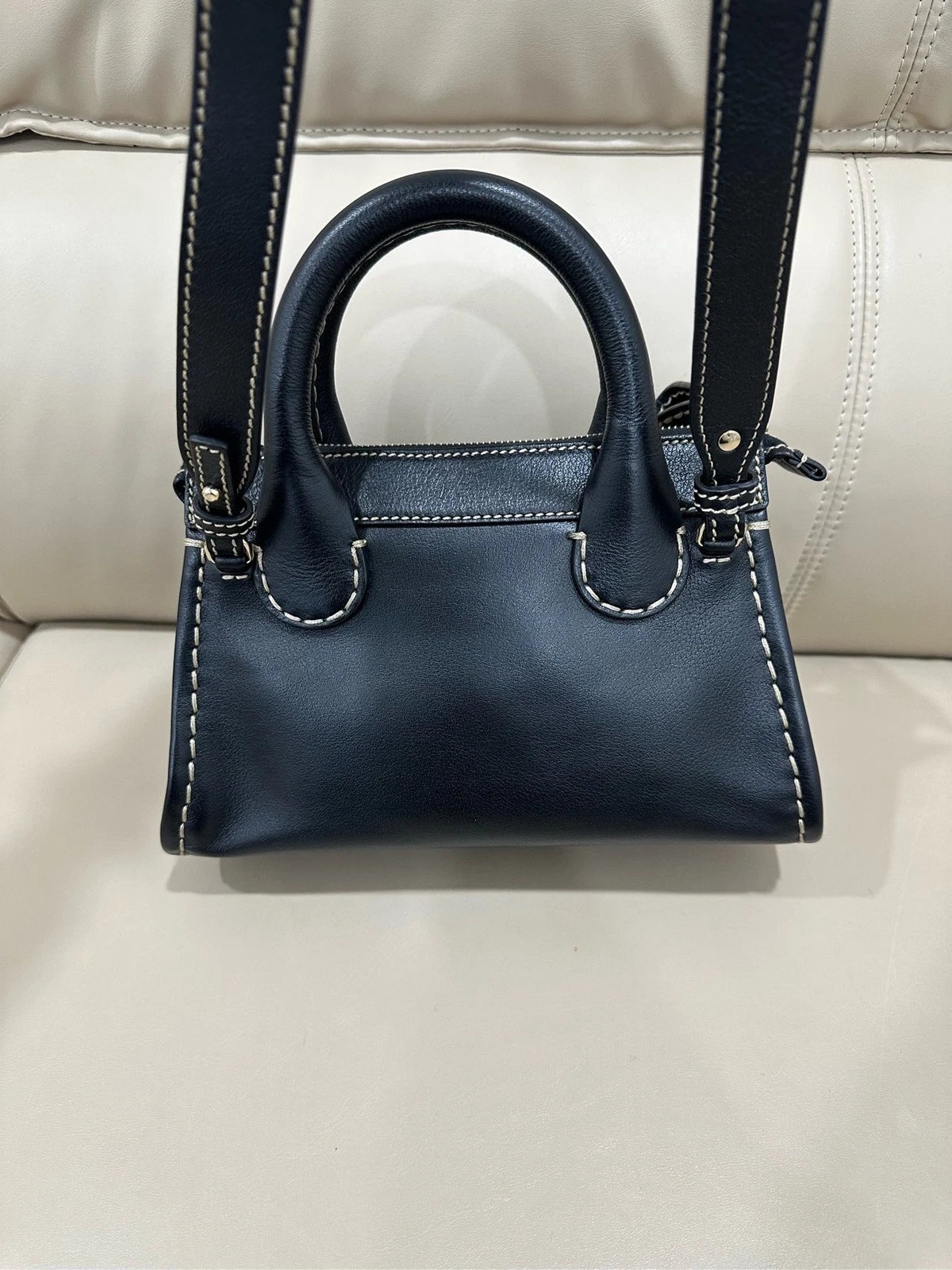 Chloe Edith Black Leather Shoulder Crossbody Handbag For Women