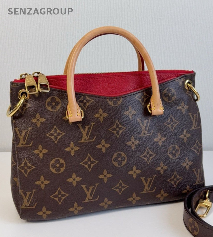 Louis Vuitton Pallas BB Monogram Top Handle Bag Crossbody Brown Gold Women