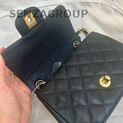 Chanel Quilted Classic Flap Chain Shoulder Bag Black Gold