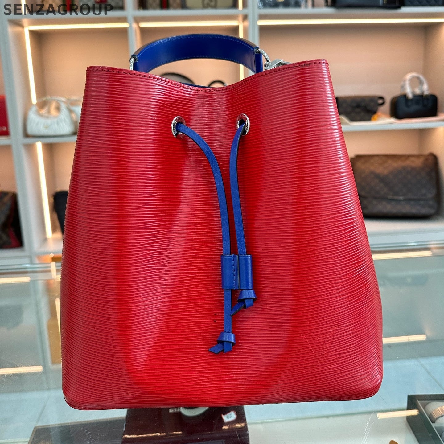 Louis Vuitton Monogram Watercolor Blue Red Bucket Bag Medium Tote Shoulder