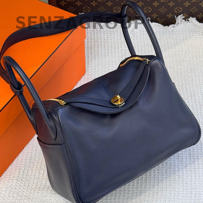 Hermès Lindy 30 Blue Gold Handbag Shoulder Crossbody Bag Women Classic