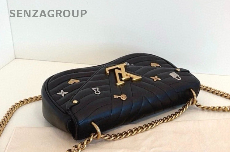 Louis Vuitton New Wave MM Chain Shouldre Crossbody Bag Women Black Gold