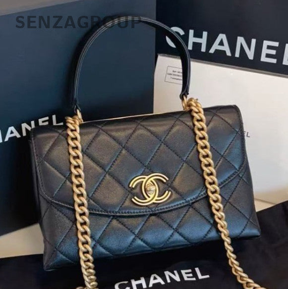 Chanel Trendy CC Handle PM Chain Crossbody Black Gold Women Classic Fashion