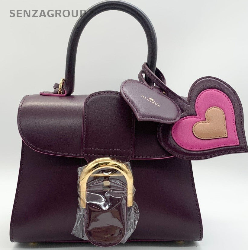 Delvaux Brilliant Calfskin Top Handle Shoulder Crossbody Bag Purple Women