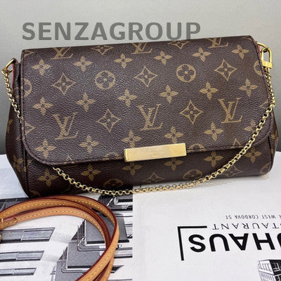 Louis Vuitton Monogram Favorite MM Chain Shoulder Crossbody Bag Brown Gold
