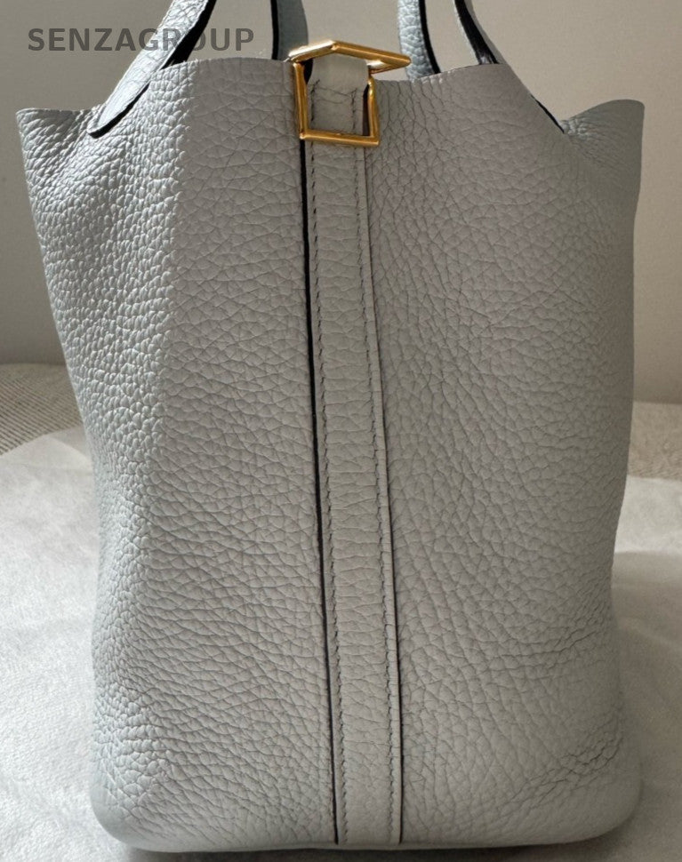Hermes Picotin Lock Gold Hardware Tote Bag Blue Used Women Classic
