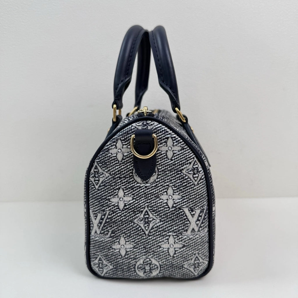 Louis Vuitton Speedy 20 Handbag Crossbody Bag Navy Blue Monogram