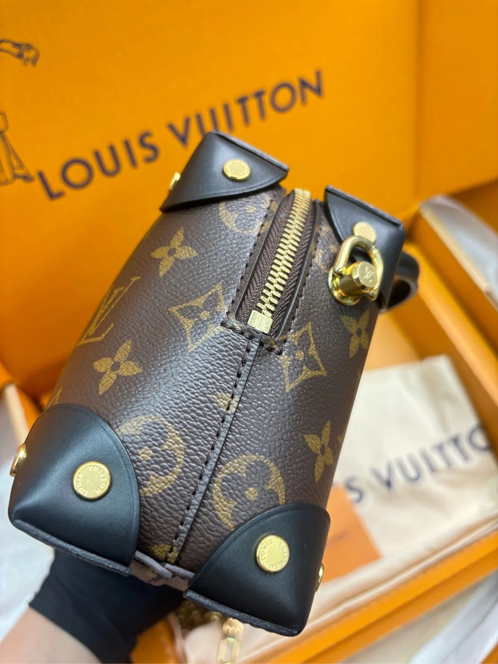 Louis Vuitton Petite Malle Souple Canvas Crossbody Handbag For Women