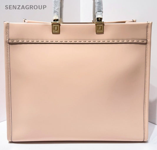Fendi Tote MM Top Handle Bag Crossbody Pink Gold Used Women Classic