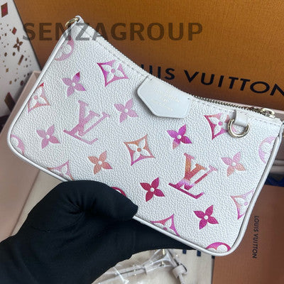 Louis Vuitton Easy Pouch Monogram Chain Shoulder Bag White Gold Classic Women