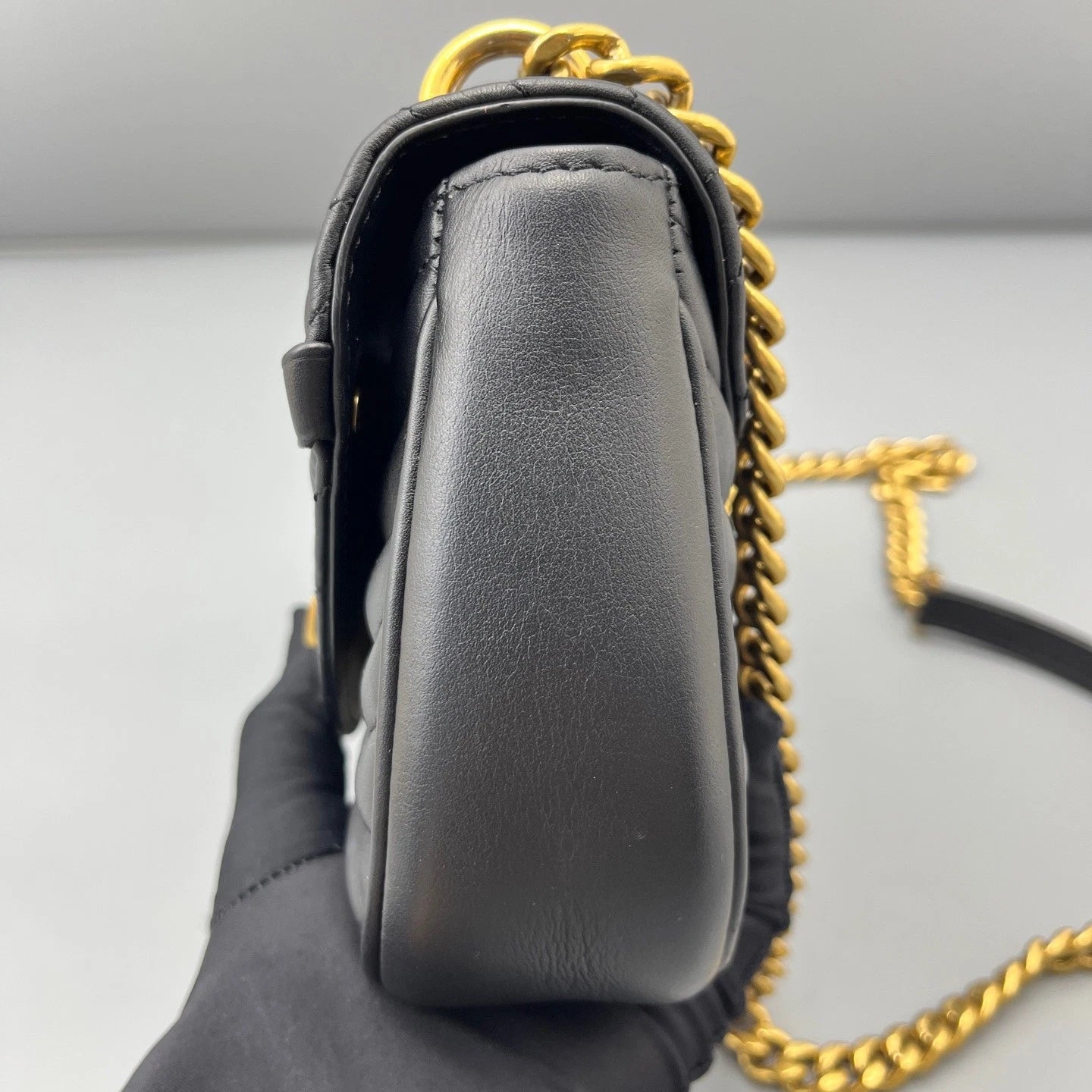 Authentic Louis Vuitton New Wave Black Quilted Leather Chain Shoulder Crossbody