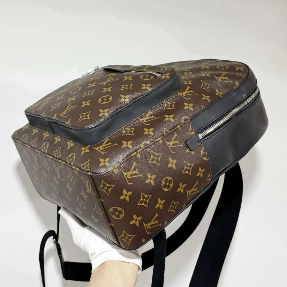 Authentic Louis Vuitton Josh Backpack Monogram Canvas Brown Silver Hardware