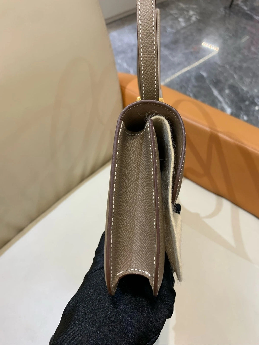 Hermes Constance Elan Epsom Leather Grey Shoulder Bag For Women