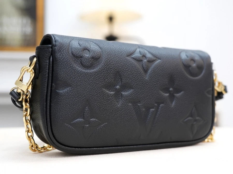 Louis Vuitton Ivy Chain Monogram Empreinte Black Gold Shoulder Bag Excellent